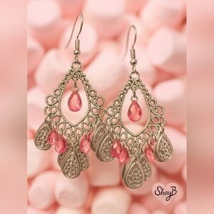 Paparazzi Pink and Gold Teardrop Earrings